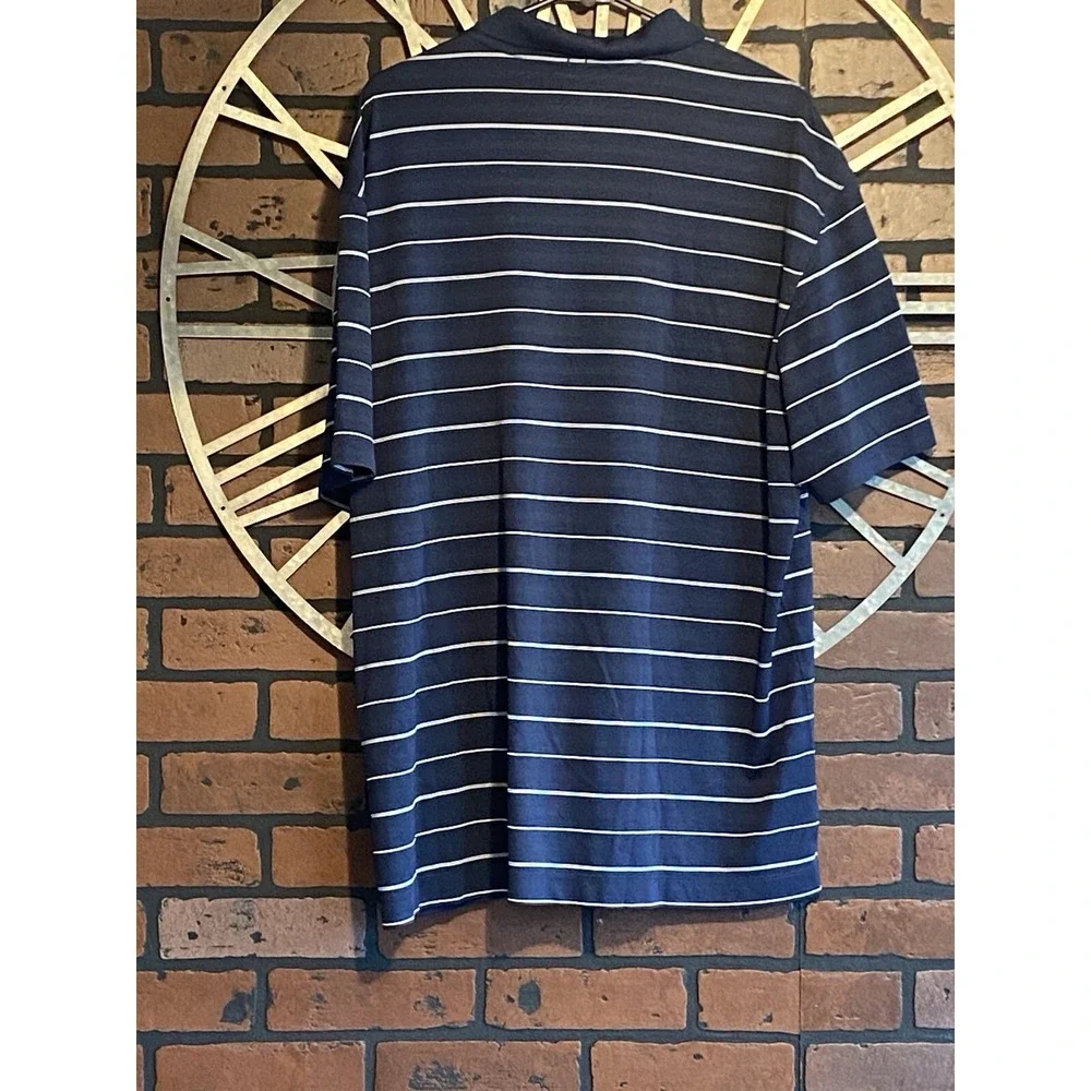 Men's Nike Golf Dri-Fit Polo Shirt Navy Blue/White Striped Size XL
